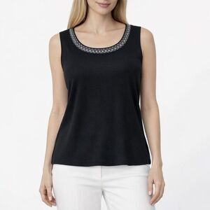 Ming Wang Women's Black Sleeveless Knit Tank Top Shell Large Capsule Office